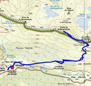 Mapa: Salbaguardia desde Llanos del Hospital